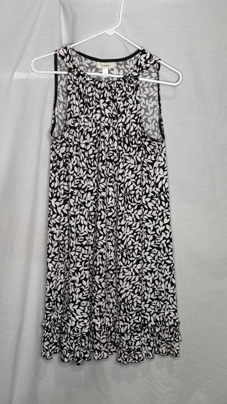 Dress Barn Black & White Floral Sleeveless Ruffle Dress 12